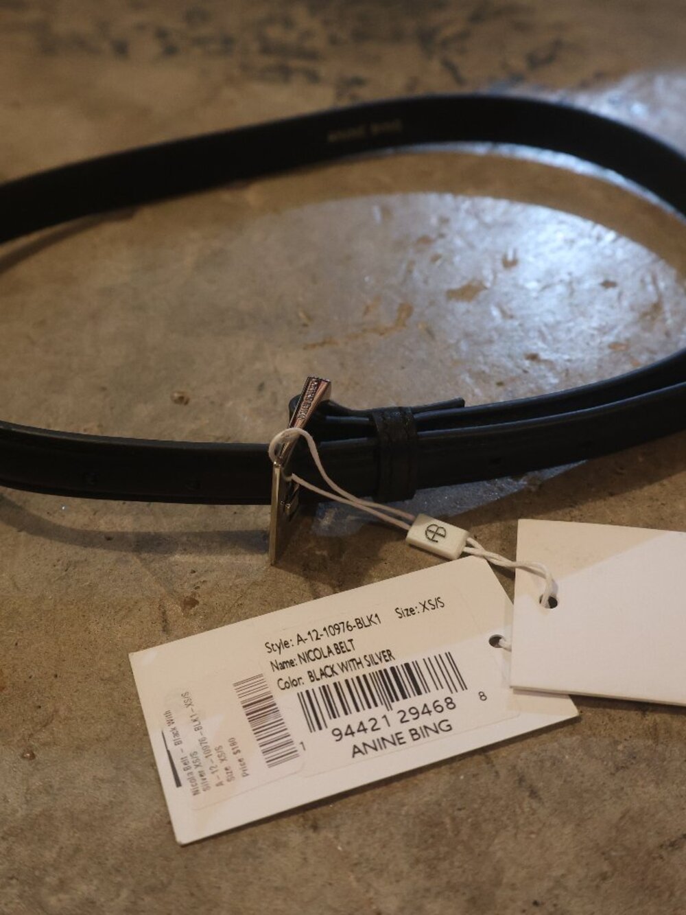 New Anine Bing Women's XS/S Nicola Leather Belt Black